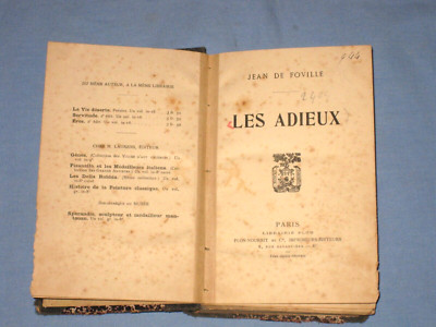 LES ADIEUX - Jean de Foville - Buchhandlung Plon (O4)