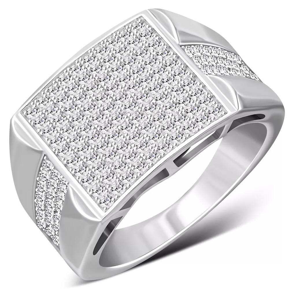 Mens silver cubic shop zirconia rings
