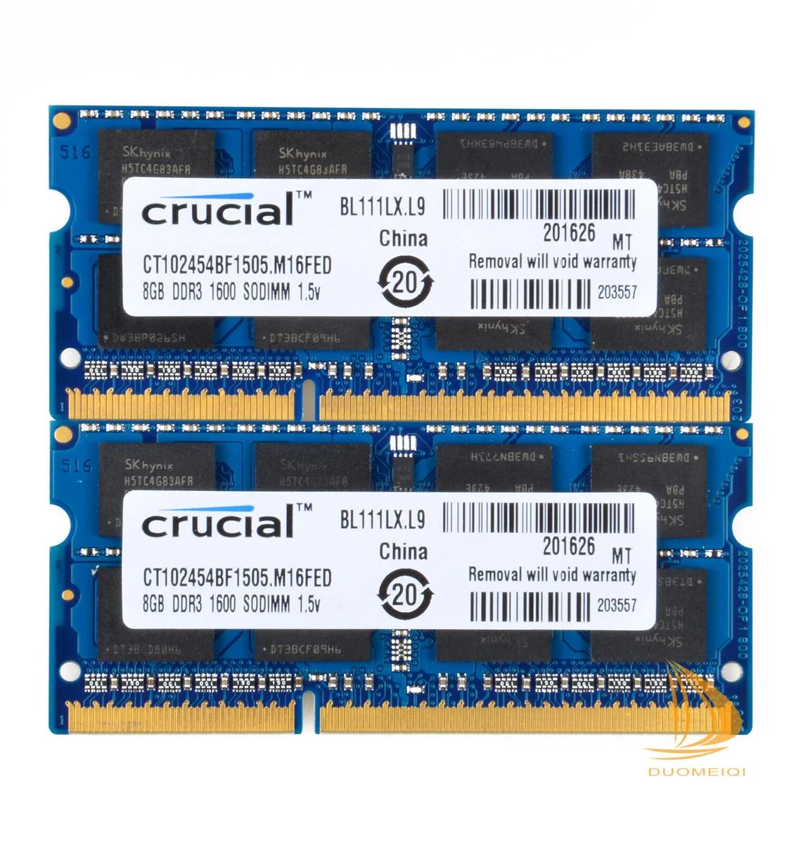 Kit Mémoire RAM Crucial 16 Go (2x8 Go) DDR3L 1600 MHz PC3L-12800 - SODIMM 1,35V Pour Portable, Neuf RAM DDR3L Portable