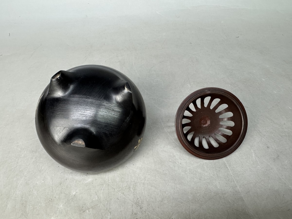 香炉　8 Y8905 KOURO Copper chidori pattern Japan antique fragrance