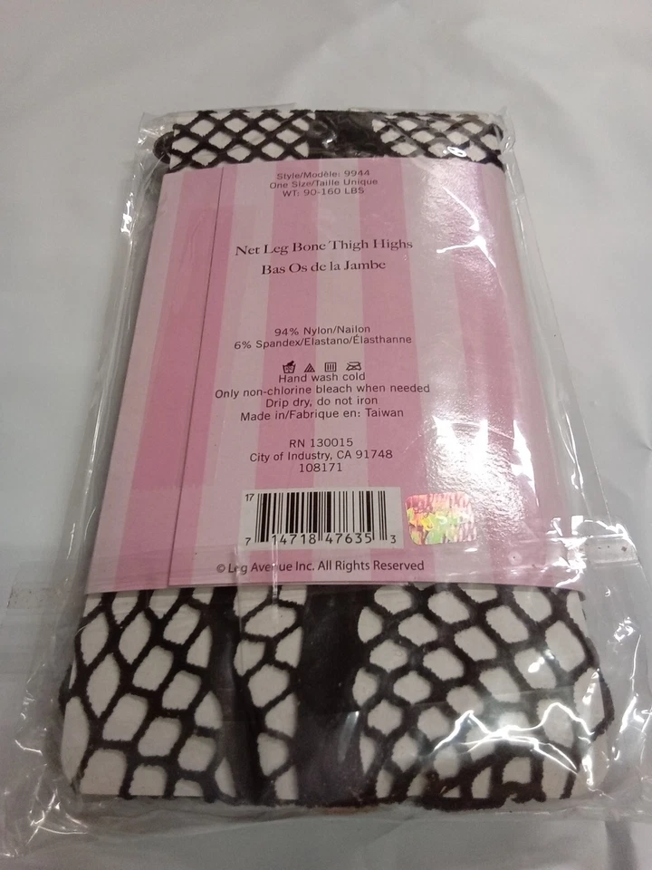 LEG AVENUE Net Leg Bone Thigh Highs (BLACK) One Size - Image 2 of 3