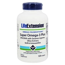 Life Extension Super Omega-3 Plus EPA/DHA w/Lignans,Olive,Krill&Astaxanthin,120