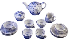 Antique 19thC Rauenstein Porcelain Miniature Doll Tea Set Porzellan Tee Service