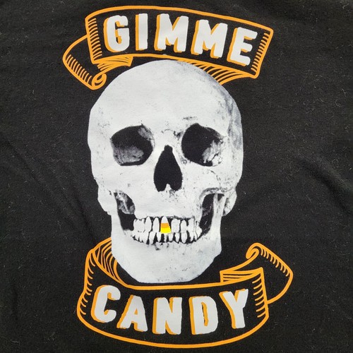 Gimme Candy Skull Candy Corn Black Short Sleeve T-Shirt Kids' L - Picture 2 of 8
