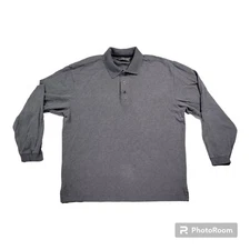 AXIS Mens LG Gray Polo Long Sleeve 100% Cotton EUC Golf Outdoor Dadcore Classic 