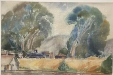 California Artist Regionalist Elmer Plumber Railroad Redlands Mcm