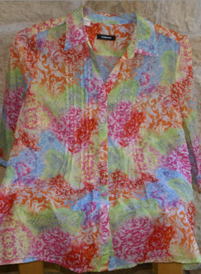WALBUSCH Bluse Tunika weiß pink grün blau florales Muster Gr. 40 / M Neu