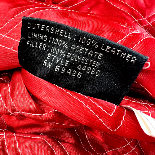 VTG 90s Cropped Leather Biker Motorcycle Belt/Zip/Jacket Womens M White Red Blac - Picture 13 of 20