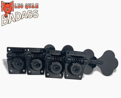 (4) Leo Quan  Black Badass OGT  Bass Tuners Open Gear Large Post TK-7816-003