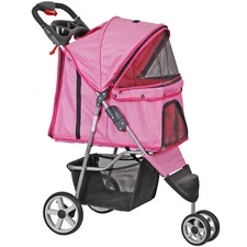3 Wheels Pet Stroller Jogger for Dogs and Cats  for Small Medium Dogs Cats Pink