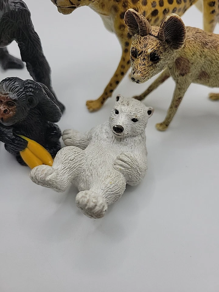 Zoo Safari Animal Lote De 6 Figuras Gato Simios Oso Educación Realista Aula Foto 3 de 4
