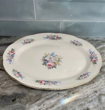 Homer Laughlin Oval Serving Platter Floral Gold Trim 13.5 in Antique