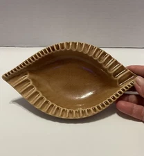 California Brown Pottery Ashtray Made In USA Mid Century Embossed 3503