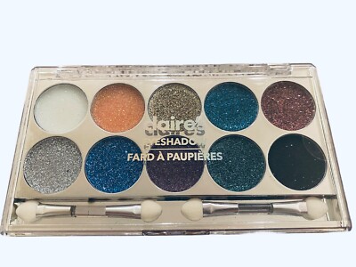Claire's 10 Eyeshadow Palette Sparkle Glitter blue purple white silver gold NEW