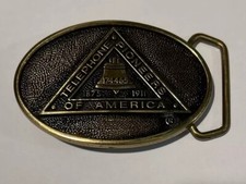 1978 Telephone Pioneers of America Brass Belt Buckle