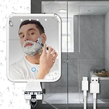 Heated Shower Mirror Fogless For Shaving, Lighted Shower Mirror, Anti-Fog Shower