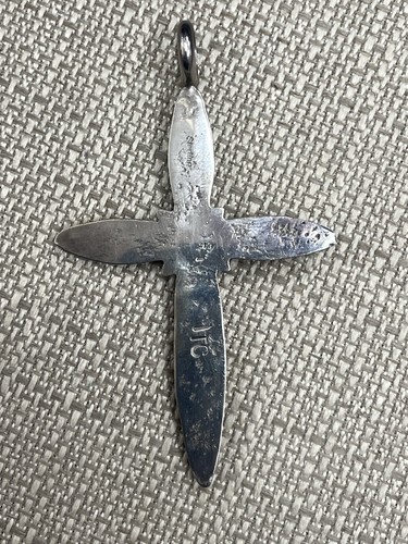 Colgante de Cruz de Plata Esterlina Navajo Nativo Americano de Colección con Collar con Cuentas - Imagen 3 de 11