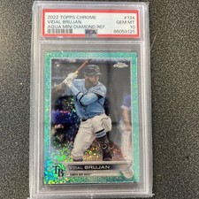 2022 Topps Chrome Vidal Brujan Aqua Mini Diamond Refractor/199 Psa 10