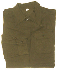 NOS Unworn Women's Pure Wool Military Button-Up Field Shirt Army Green 16/Large