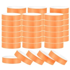 200 Pack Paper Wristbands for Events, Neon Wrist Bands Fluorescent Orange