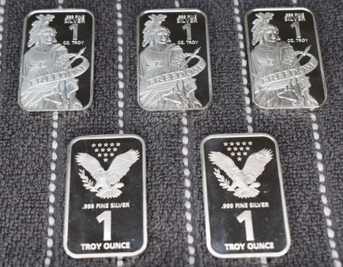 4 - 1oz .999 Silver Bars Statue of Liberty Vintage Bullion