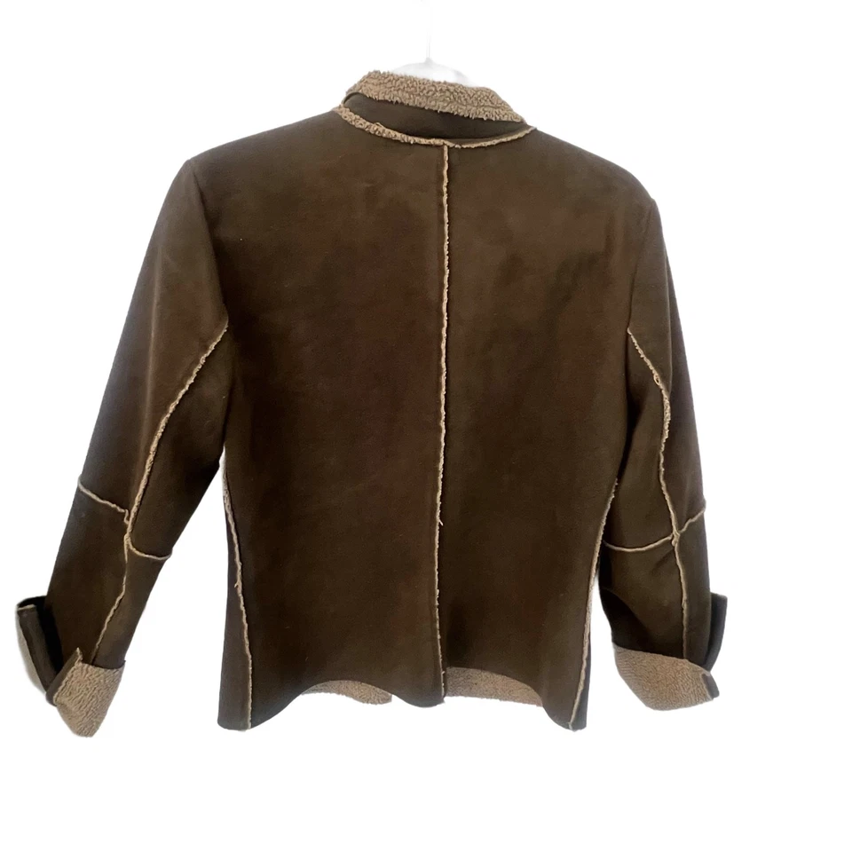 Velvet faux suede and shearling jacket.Womens Size Medium.Color Brownish Green. - Image 4 of 4