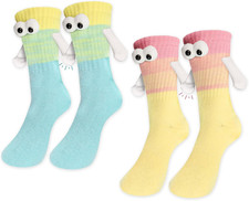 2 Pairs Magnetic Holding Hands Socks Funny Socks Anniversary Couples Gifts for W