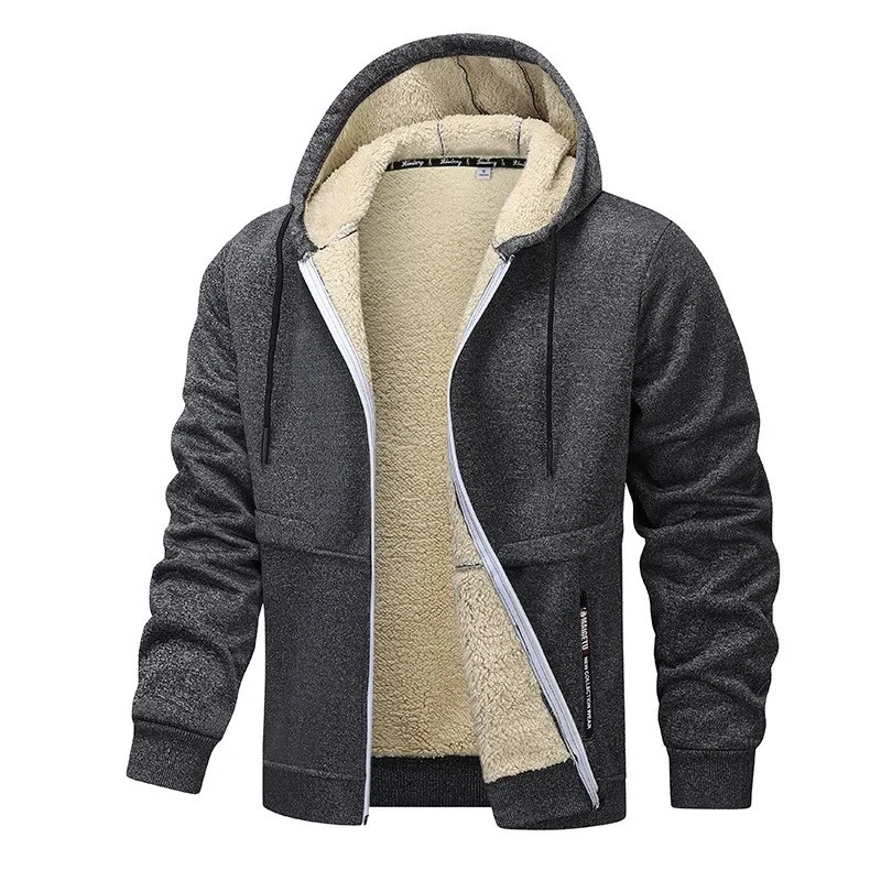 Mens Sherpa Fleece Fur Lined Winter Hoodie Warm Sweatshirt Thick Hooded Full Zip