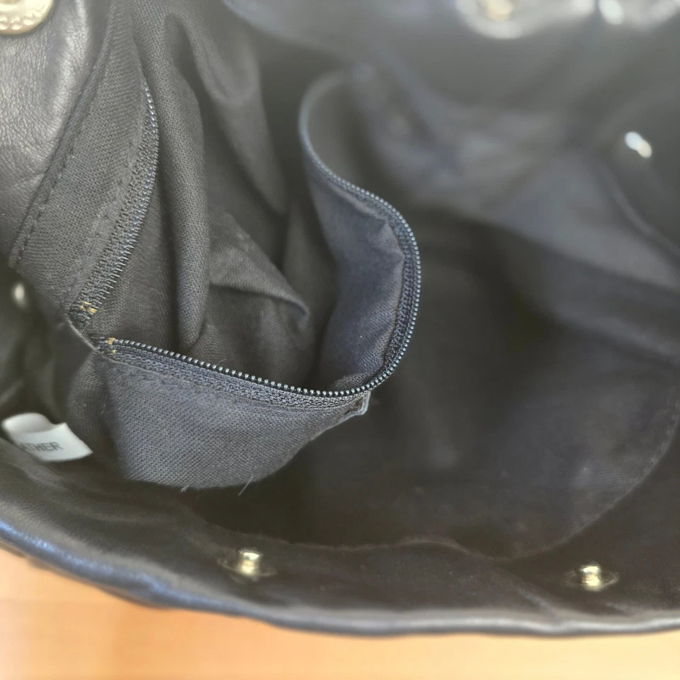 Bolso de Hombro DESMO Hecho en Italia Cuero Negro Detalle de Cadena Hobo Cartera Foto 3 de 4