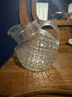 1940 Vintage Anchor Hocking Clear Waterford Waffle Tilted Ball Pitcher