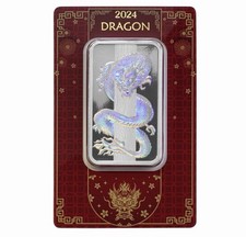 2024 Pamp Lunar Year of the Dragon Holographic 50 Gram Silver Bar - In Assay