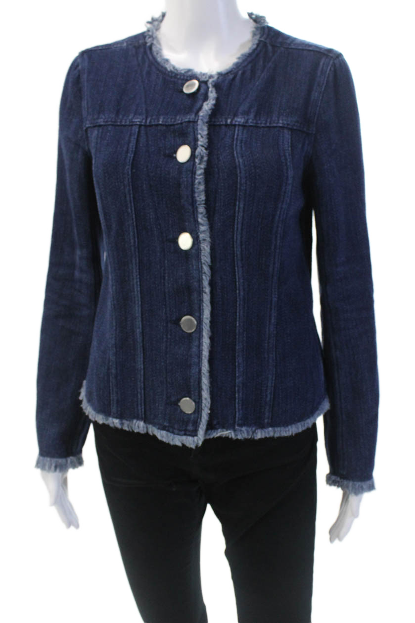 Club Monaco Womens Long Sleeve Button Denim Jacket Blue Size S