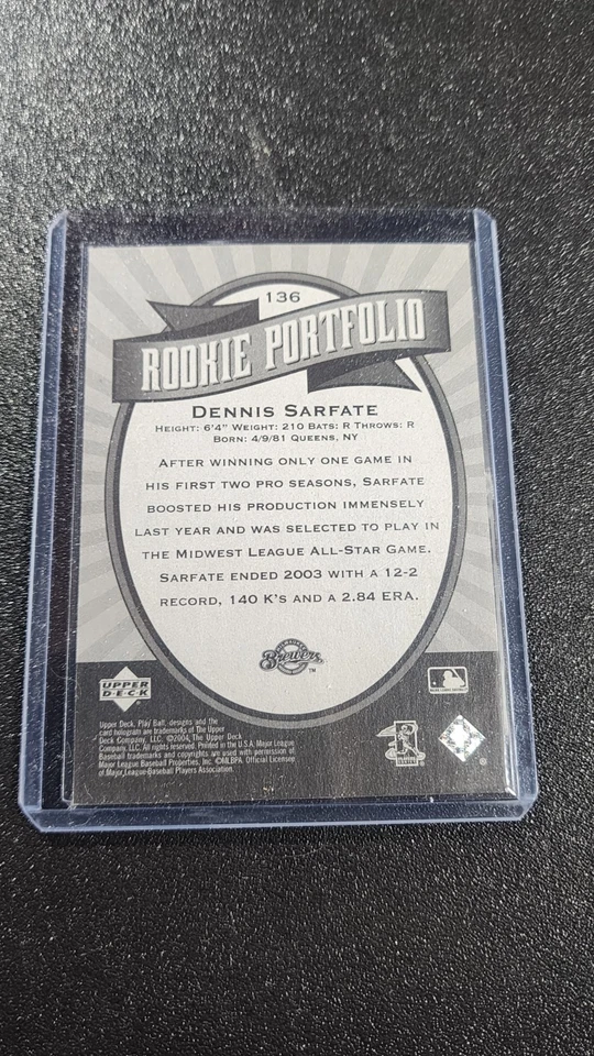 2004 Upper Deck Play Ball - Rookie Portfolio Dennis Sarfate #136 /2004 (RC) - Image 2 of 2