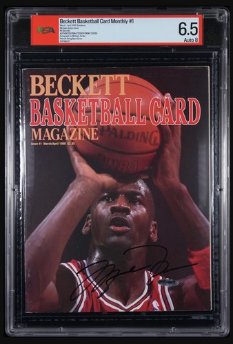 1990 Beckett Monthly Magazine #1 Michael Jordan Signed Cover PSA 6.5 w/ 8 Auto 