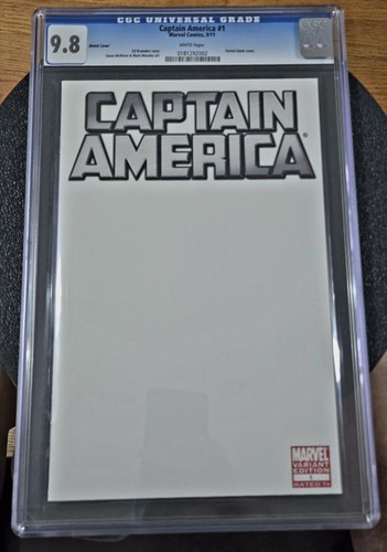 Captain America #1 (Marvel) Blank Variant Cover CGC Graded 9.8