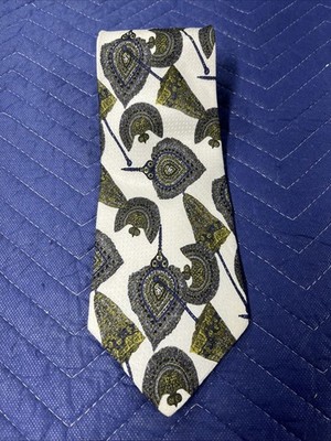 Pertini Neck Tie 100% Silk White/Green