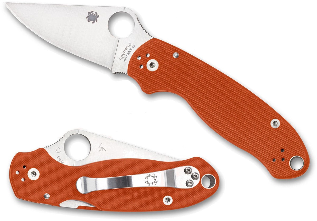 ★brico ブリコ　POLER コラボ　スリップリード　ハンズフリー オレンジ Spyderco Sprint Run Para 3 CPM Rex 45 Burnt Orange G10 Scales