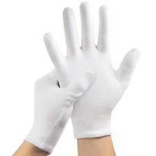 3 Pairs Cotton Gloves for Dry Hands Sleeping, Soft 9 Inch, White - 3