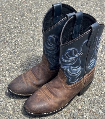Cody James Boys Ryder Western Leather Boot-Brown/Blue (Youth Size 2)