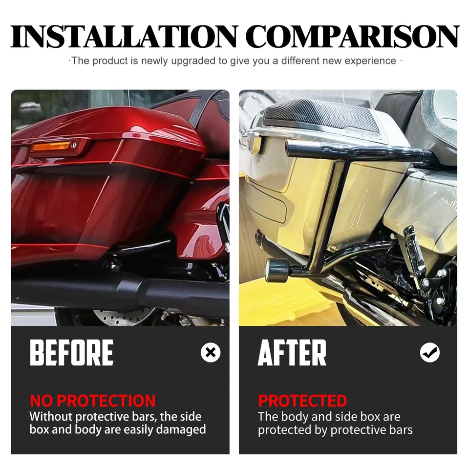 Saddlebags Guards Crash Rails Bars For Harley Touring Road Street Glide 09-2025 - Image 3 of 4