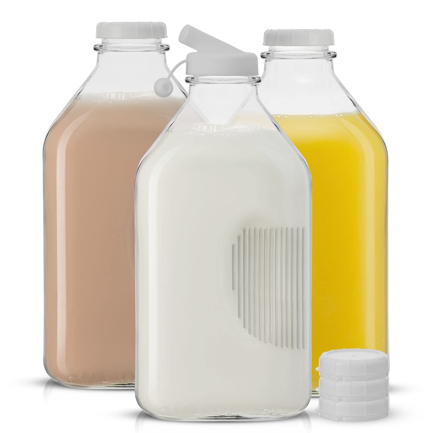 64 Oz, 3 Pack Airtight Lids & Pourer | Perfect For Storage