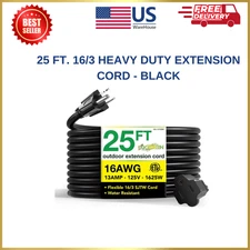 25 Ft. 16/3 Heavy Duty Extension Cord - Black