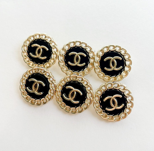 STAMPED lot of 6 Designer Rope Black and Gold Button