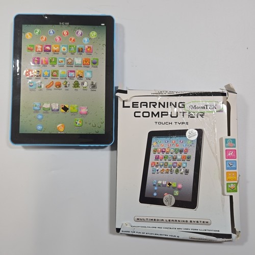iMounTEK Kids Learning Computer Tablet Toy Blue Untested Damaged Box AS IS