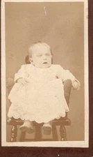 Antique Vintage CDV Photo Baby Posing High Chair Studio Lockwood's Ripon WI USA