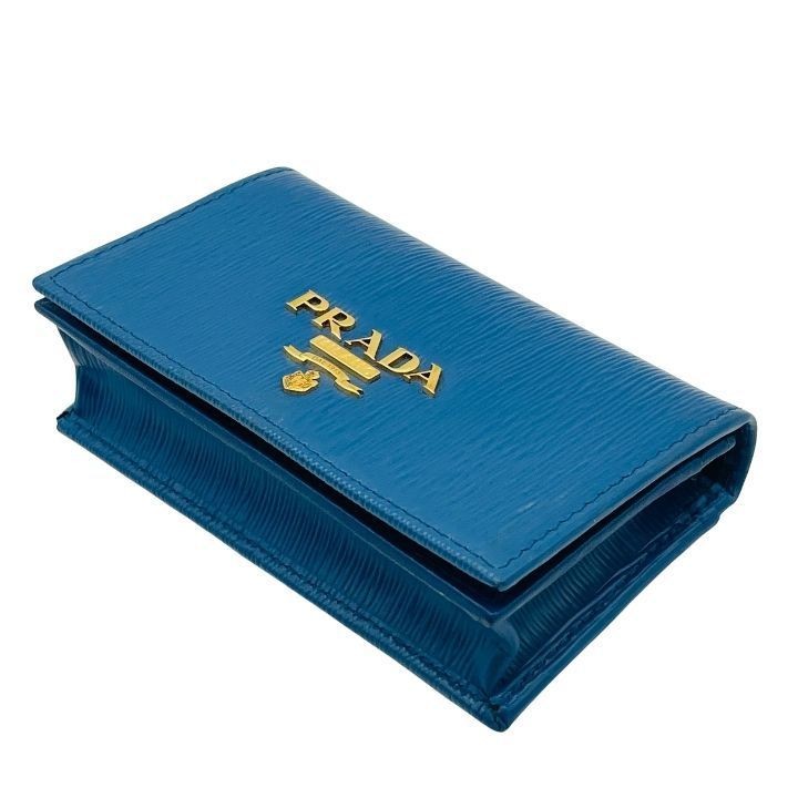 Prada Vitello Move Card Holder Cobalt Blue Leather Business Card Case thumbnail 5