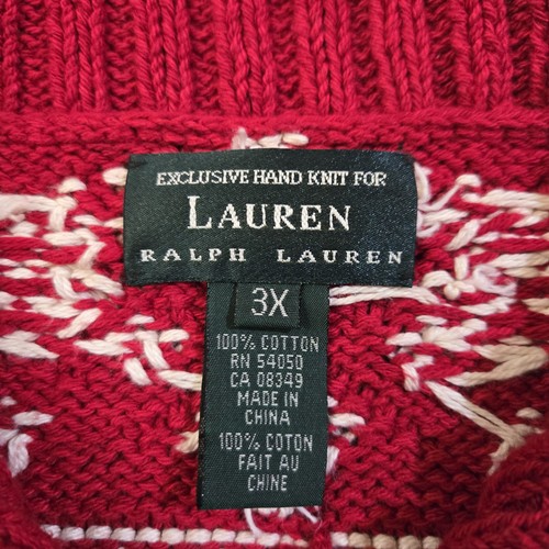 Vintage Ralph Lauren Pullover Herren 3X rot Fair Isle grob schwer handgestrickt Weihnachten - Bild 3 von 8
