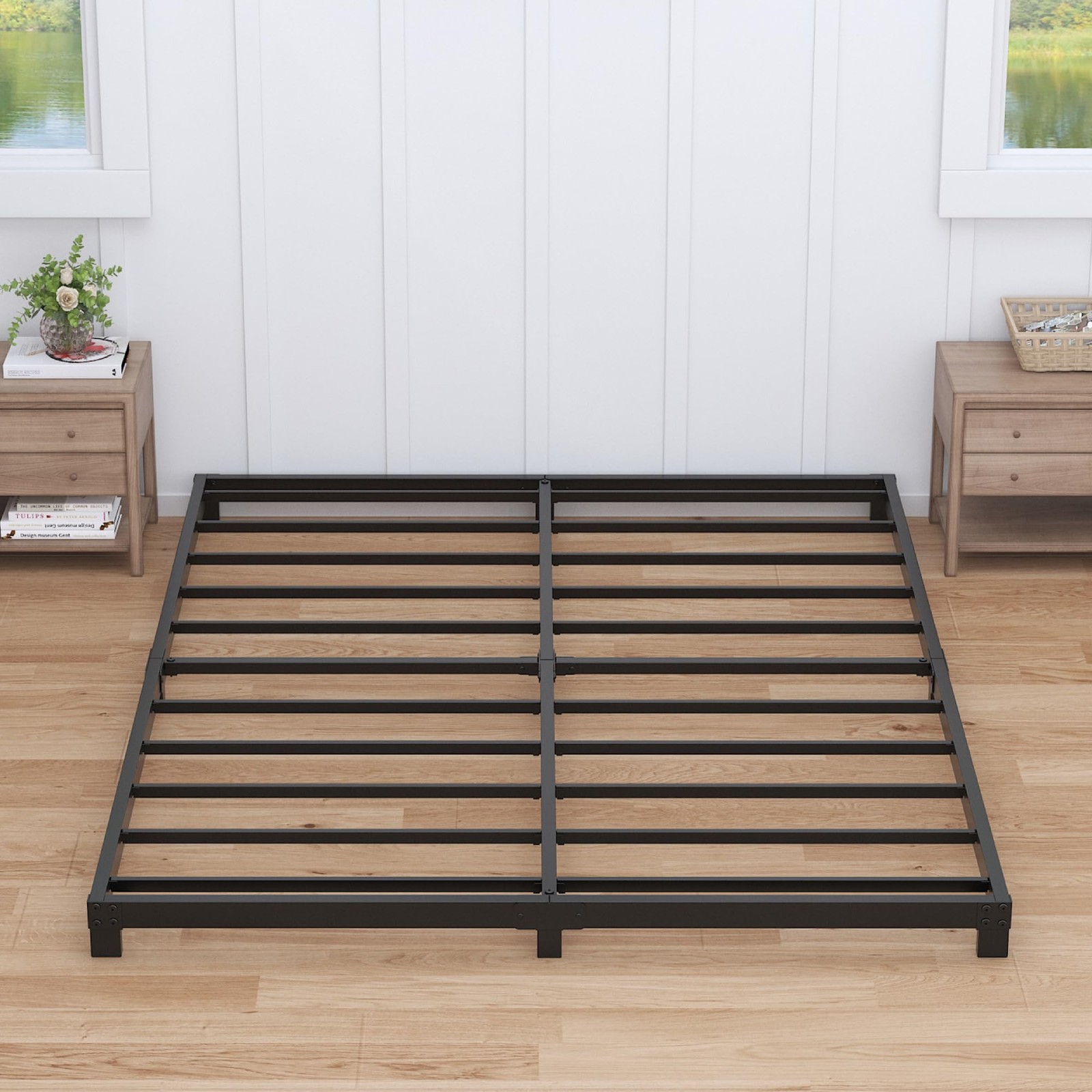 Full Low Profile, Full Size Metal Bed Frame No Box Spring Ne