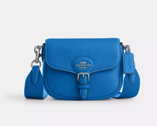 ☂️?Coach Amelia☄️PICCOLA☄️Borsa sella argento blu brillante CP001 nuova con etichette