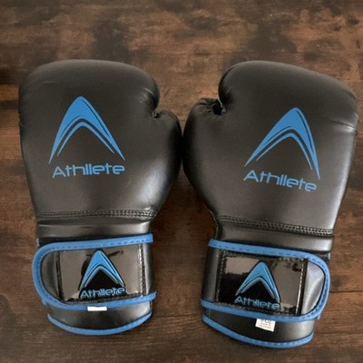 Athllete Sparring Boxing Gloves 8 oz Size S Black/Blue Pair Made in Pakistan